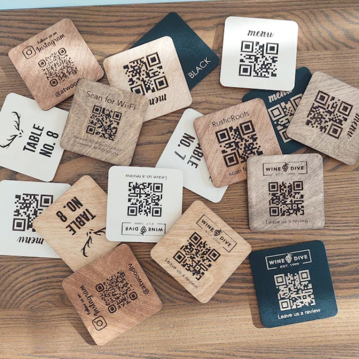 Custom Engraved Table QR Menu Signs
