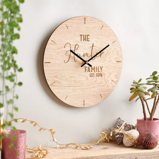 Custom Engraved Wooden Wall Clock