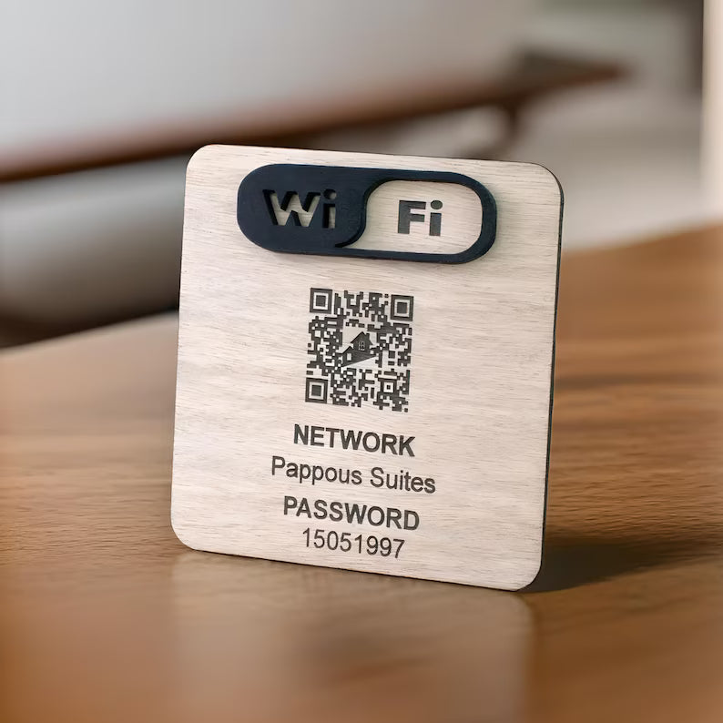 Custom Engraved Wi-Fi Sign — Wood or Acrylic