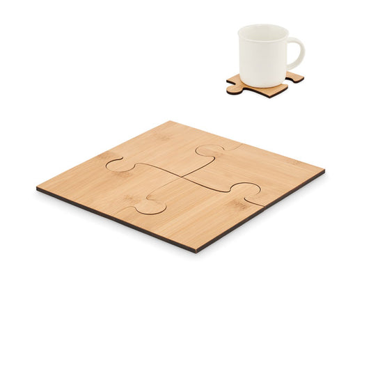 Sett ta' Coaster tal-Bambu Puzzle