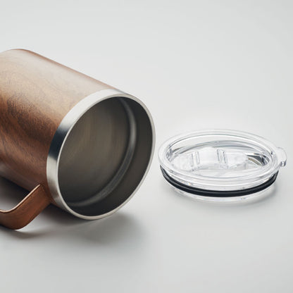 Mug tal-istainless steel b'ħajt doppju b'għatu li jiżżerżaq