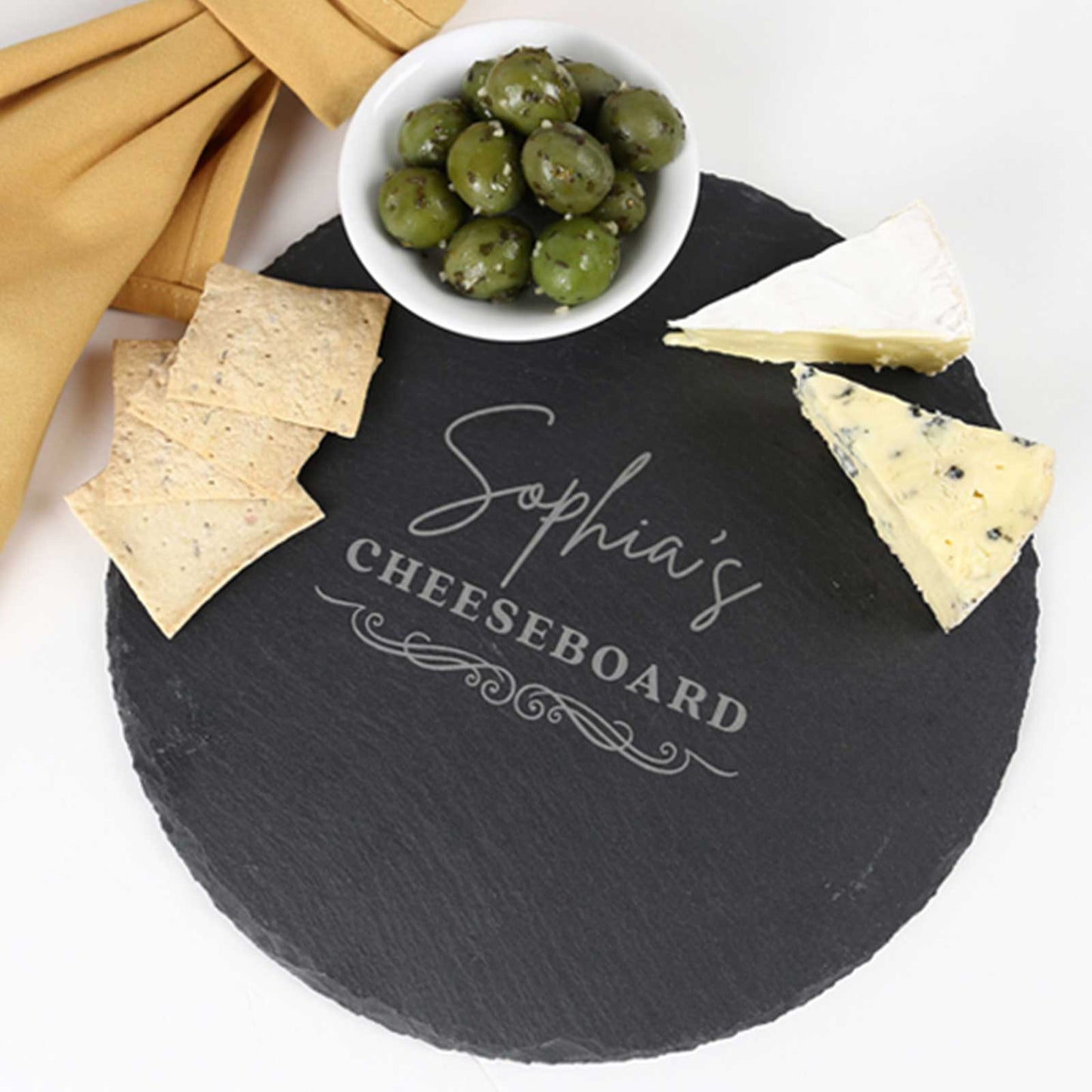 Engraved Slate Serving Board — Round 32cm